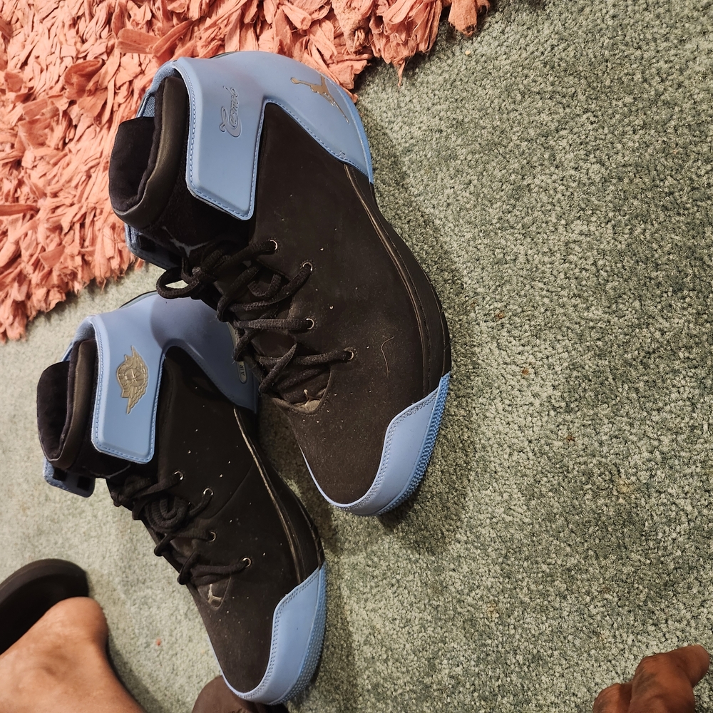 Jordan Black and Blue Athletic Shoes